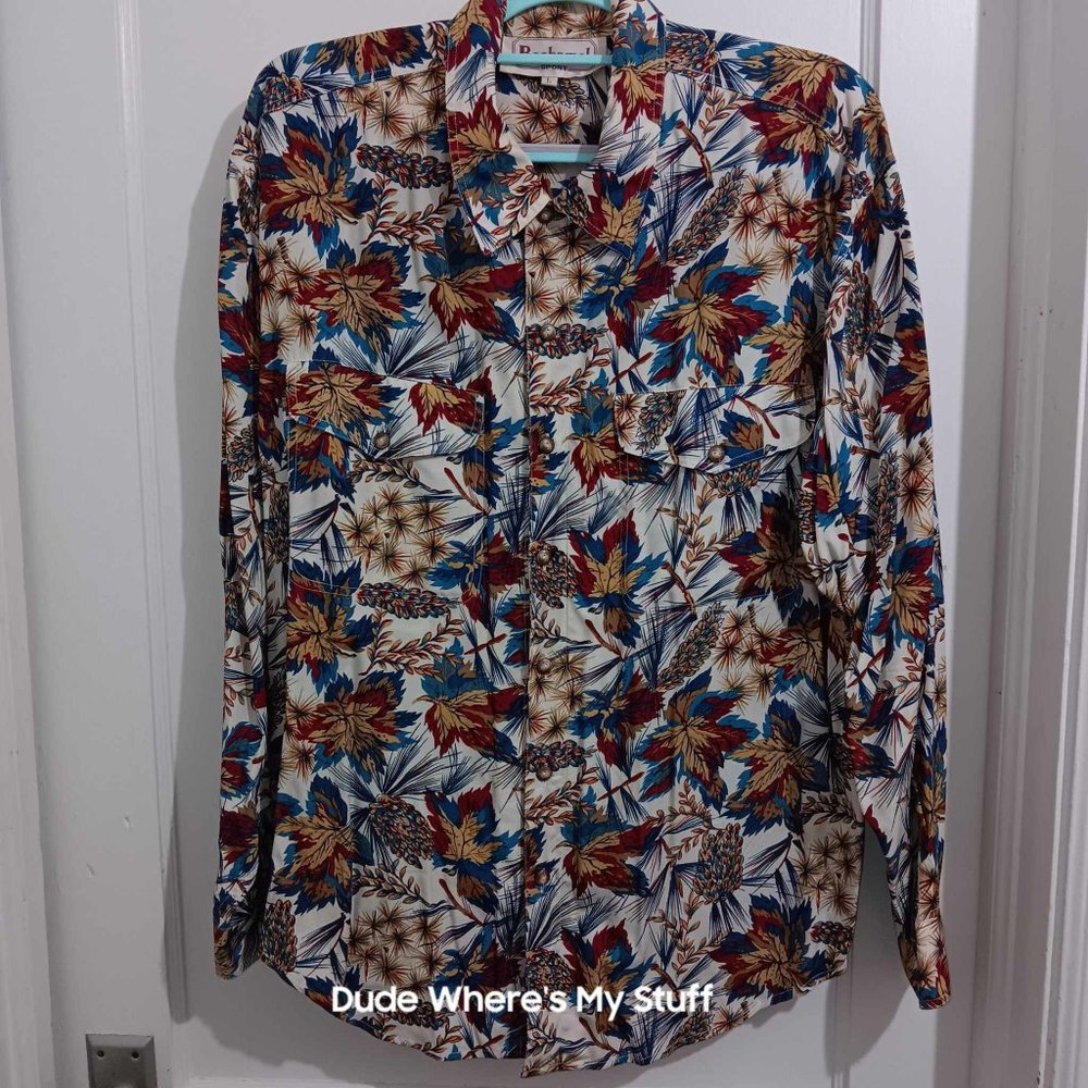 BECHAMEL RAYON SPORT LONG SLEEVE SHIRT - COLORFUL WOMEN'S LARGE SEE MEASUREMENT